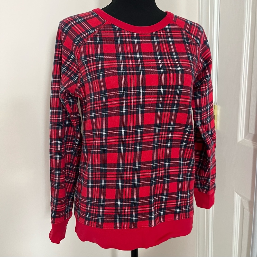 Draper James Natalie Sweatshirt in Red Angie plaid size Small